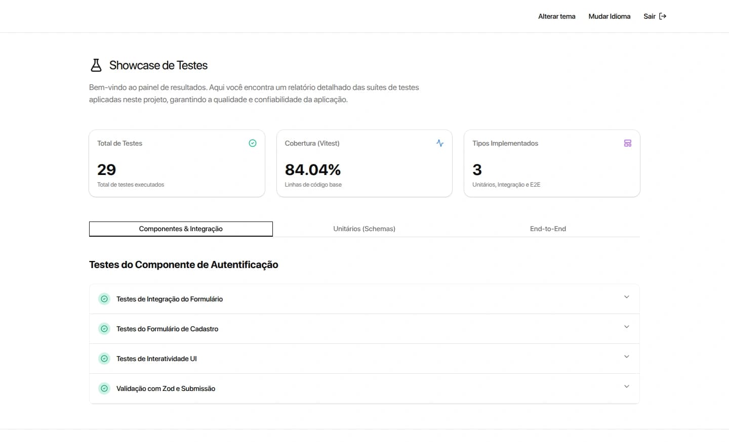 Auth Showcase — Testado com Vitest & Playwright
